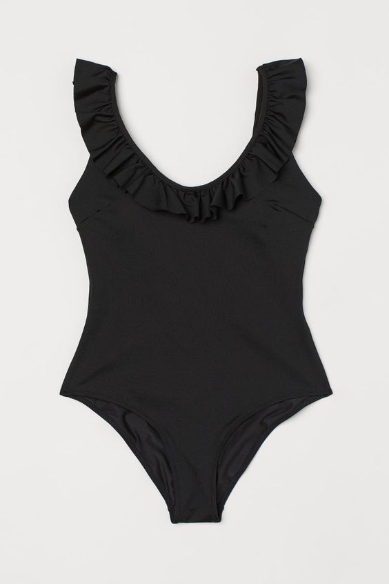 H&M image of black padded cup swimsuit